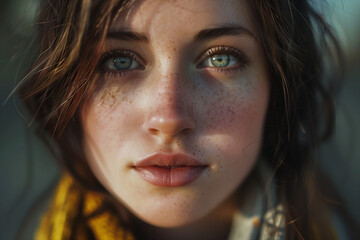 Fototapeta premium Look of a person with white skin and green eyes