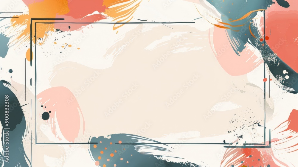 Aufkleber This image showcases a colorful abstract frame with dynamic brushstrokes, splashes, and smudges, creating an energetic and modern design perfect for creative projects.