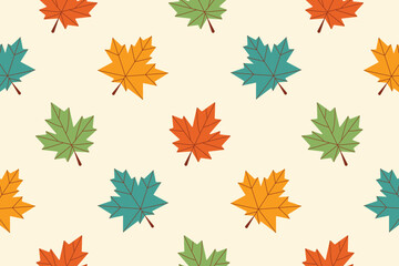 Fototapeta premium Autumn pattern with colorful leaves. Vector illustration