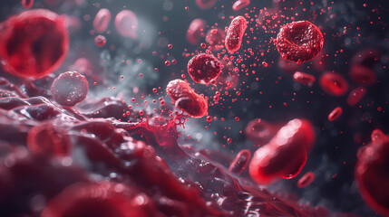 red blood cells flowing through a vein, red blood cells drop