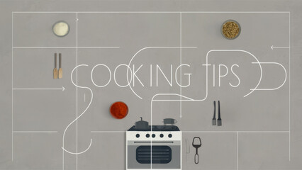 A picture of a cooking tips poster with the words 'cooking tips' written on it, AI