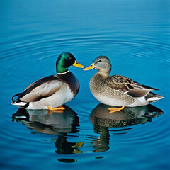 Obraz premium Elegant Mallard Duck Silhouettes: Art and Design Inspiration
