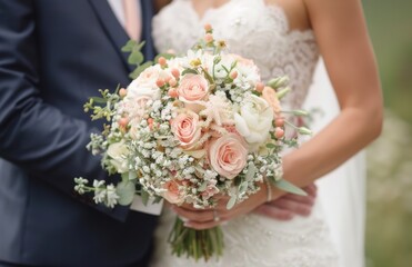 Bride Holding Bouquet on Wedding Day