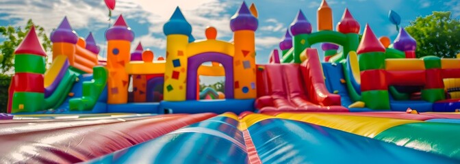 Bouncy rubber jumping castle house wallpaper background