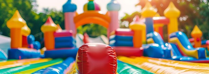 Bouncy rubber jumping castle house wallpaper background