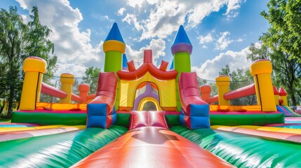 Bouncy rubber jumping castle house wallpaper background