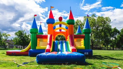 Bouncy rubber jumping castle house wallpaper background