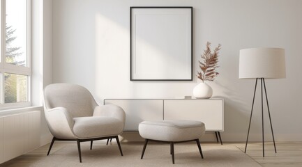 Modern Living Room With Armchair and Floor Lamp