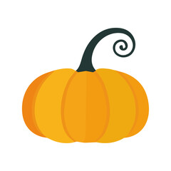 Pumpkin in flat style on a white background. Design element.