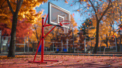 Outdoor basketball hoop in red for street games