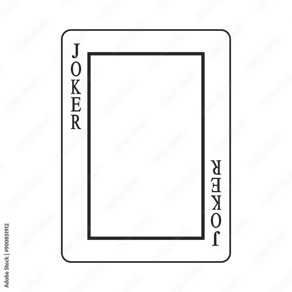 Poster joker or wild playing card border or frame in black outline vector