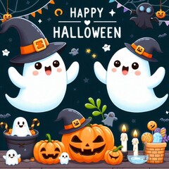 Obraz premium halloween background with pumpkin