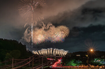 千波湖を彩る花火
