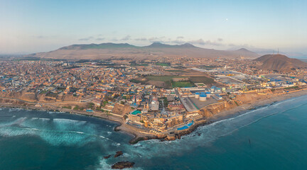 Panoramic view of the Chancay city. Lima, Peru.
