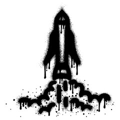 Spray Painted Graffiti rocket ship isolated with a white background. EPS 10.