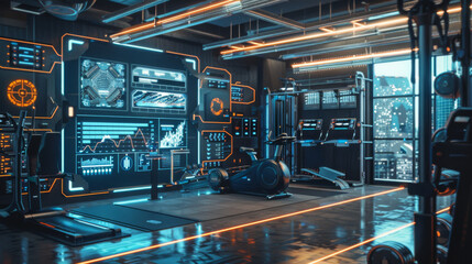 State-of-the-Art Gym with Smart Fitness Equipment and Virtual Coaches: Users Optimizing Workouts with Advanced Devices