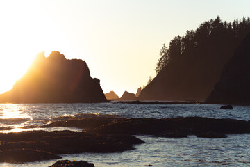 Sunset on La Push Beach (Olympic National Park), Washington.
