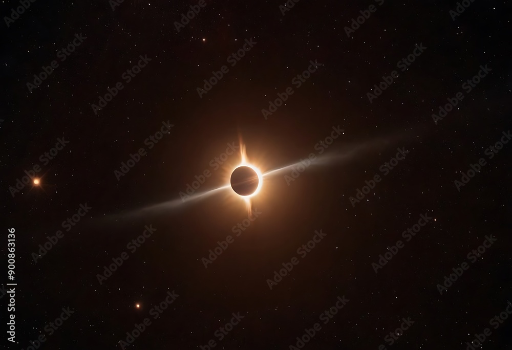 Wall mural two stars in close orbit, with one star passing in front of the other, creating an eclipse and a uni