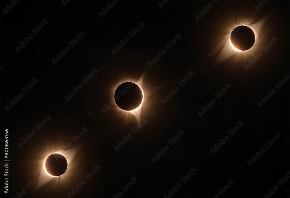 Wall mural two stars in close orbit, with one star passing in front of the other, creating an eclipse and a uni