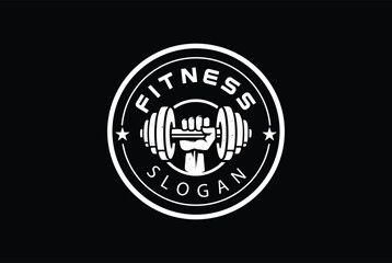 Gym, fitness logo. Sport, bodybuilding concept. Vector illustration