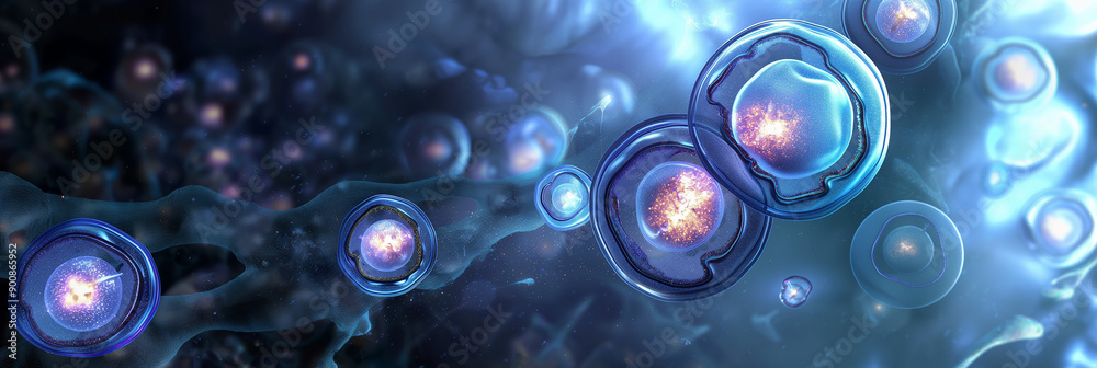 Poster human cells dividing and multiplying in the body