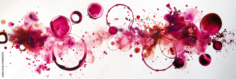 Poster Wine stains and splashes creating an abstract design