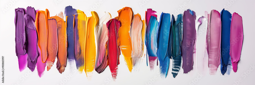 Poster colorful acrylic paint strokes creating abstract background design
