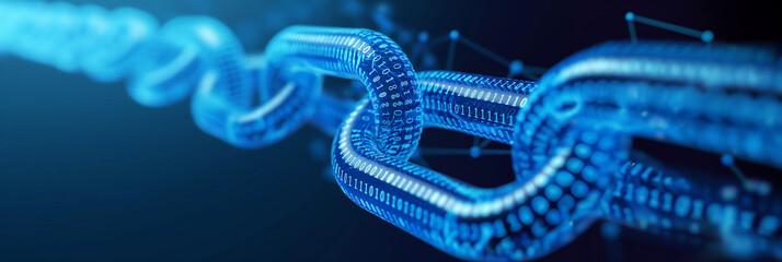 Blockchain technology forming secure chain with binary code