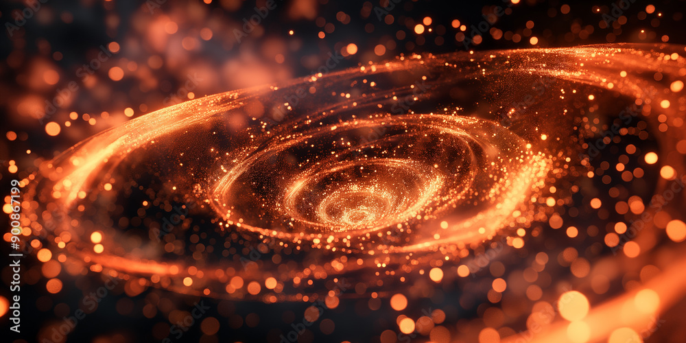Aufkleber Swirling galaxy with particles forming a vortex in outer space
