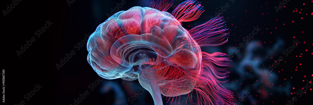 Fototapete Artificial intelligence is learning and solving problems with digital brain