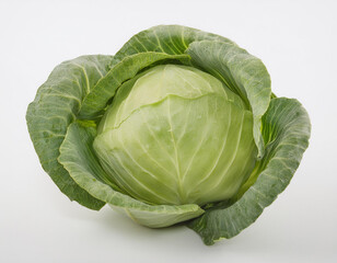 Obraz premium Fresh green cabbage isolated on a white background. 