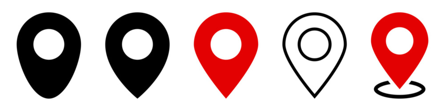 Location icon set, Map pin place marker. location pointer icon symbol in flat style. Location pin icon, Navigation sign