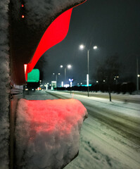 the winter city road in the night 