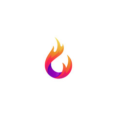 flaming fire element logo with 3d design style
