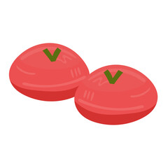 Angku kueh or red tortoise cake vector illustration, gambar kue ku vector, kue thok cake icon, kue kura kura clip art image. jajanan tradisional kue basah, indonesian traditional sweet cake dessert © logomimi
