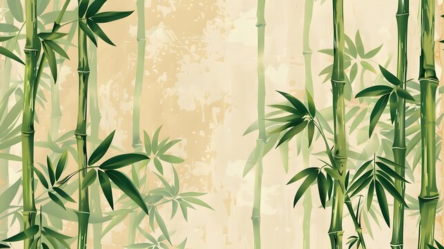 Bambous, style estampe vintage. 