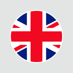 British flag. Round button icon. Circle icon. Digital illustration. Vector illustration.