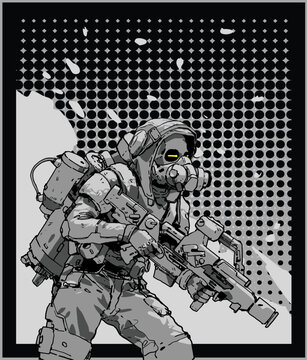 Fototapeta Futuristic Soldier in Sci-Fi Clothing