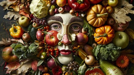 Autumn harvest vegetables face