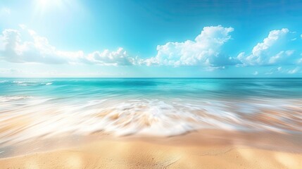 Obraz premium A beautiful blue ocean with a few clouds in the sky. The sky is clear and the sun is shining brightly