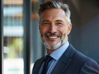 Fototapeta premium A professional man in a suit and tie smiling at the camera