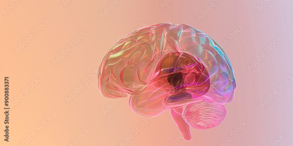 Aufkleber Human brain showing limbic system floating on gradient background