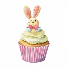 Fototapeta premium Illustration of a cute bunny cupcake