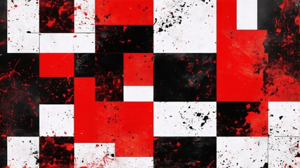 Abstract Red and Black Geometric Patterned Artwork