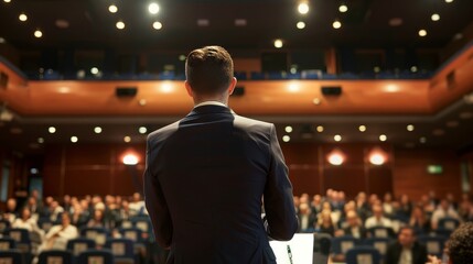 Fototapeta premium Business presentations, conducting sales meetings, photos, auditorium presentations