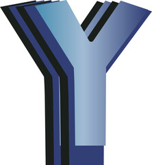 Blue abstract letter Y