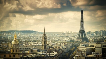 Obraz premium panorama of famous Eiffel Tower and Paris roofs, Paris France