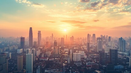Fototapeta premium Bangkok city skyline from top view in Thailand