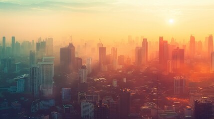 Fototapeta premium Bangkok city skyline from top view in Thailand