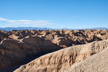 The rugged erosional terrain at the Ocotillo Wells California State OHV Recreational Park.